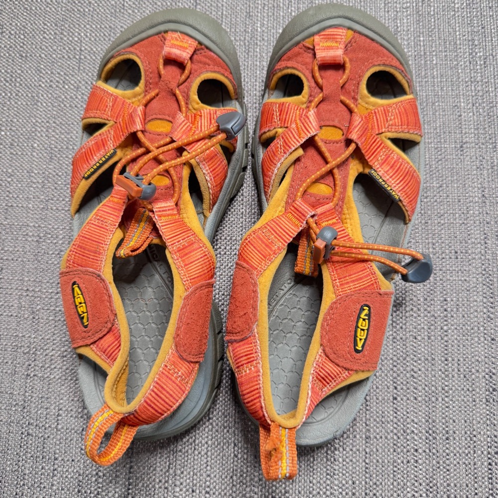 Keen Whisper Womens Orange Yellow Waterproof Hiking Sport Sandals Washable